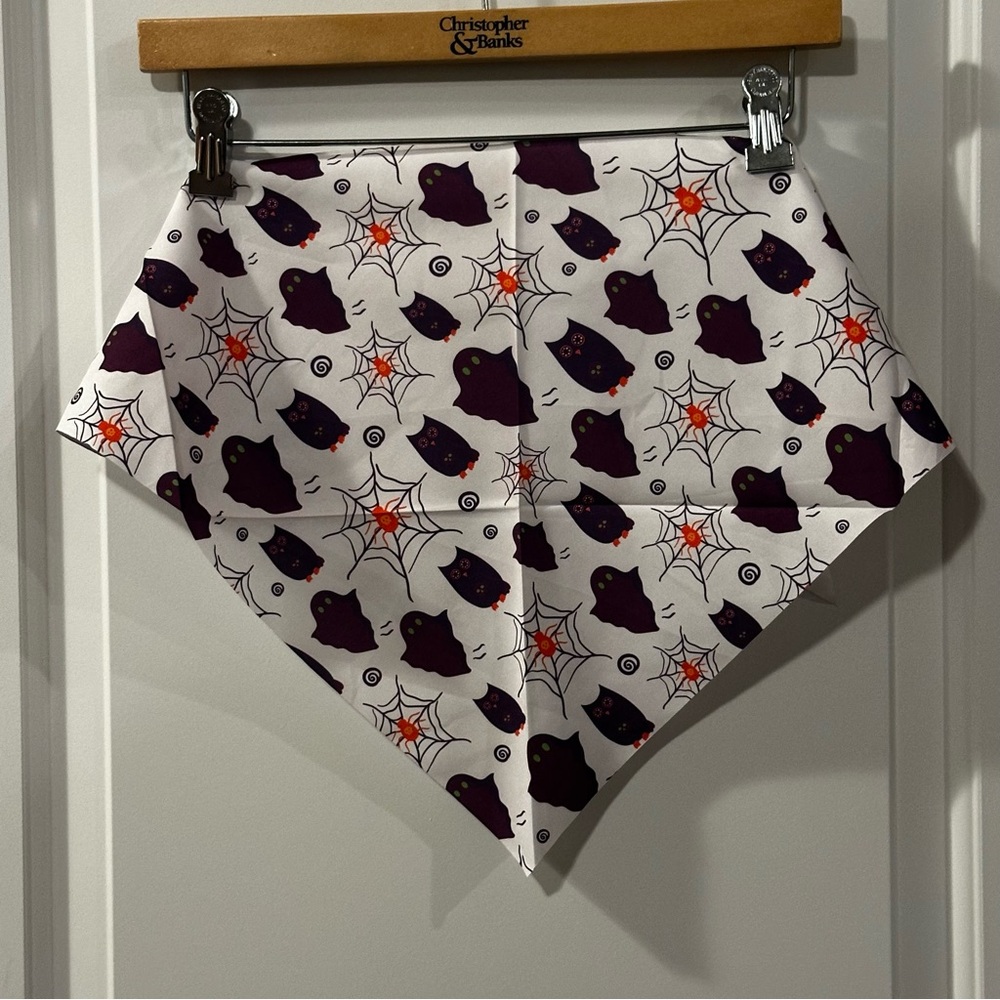 Haunted Harvest Pup Bandanas | Ghost Web + Pumpkins – Seasonal Set NWT